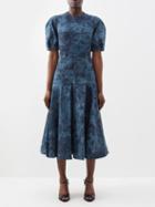 Erdem - Lorelei Floral-print Denim Midi Dress - Womens - Denim Multi