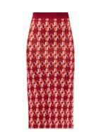 Matchesfashion.com Dodo Bar Or - Kari Star-jacquard Knitted Pencil Skirt - Womens - Red Multi
