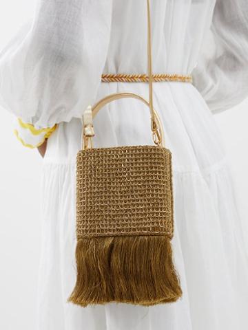 Serena Uziyel - Aurnia Mini Fringed Satin Clutch Bag - Womens - Gold