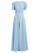 Vika Gazinskaya Round-neck Puff-sleeved Silk Gown