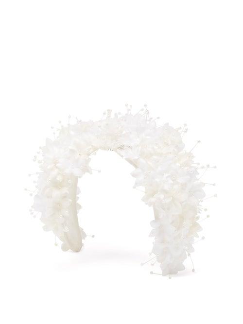 Matchesfashion.com Stephen Jones - Shine Floral-appliqu Headband - Womens - Ivory