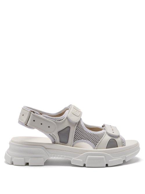 Matchesfashion.com Gucci - Aguru Leather And Mesh Sandals - Mens - White
