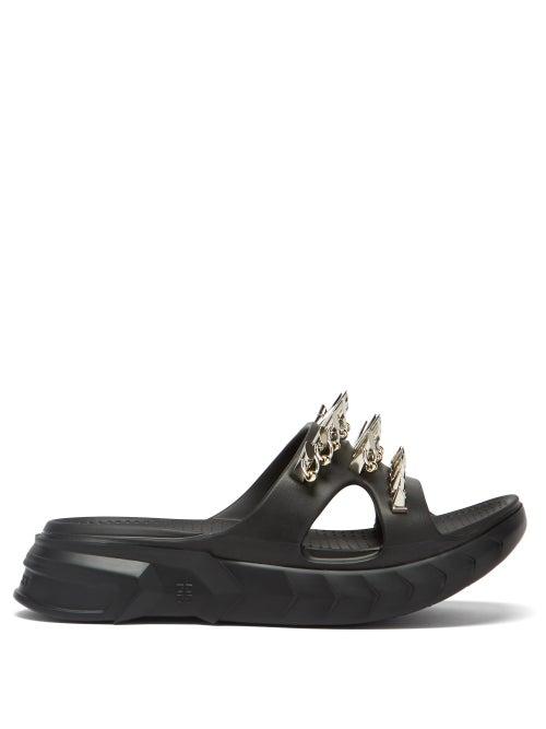 Givenchy - Marshmallow Spike-embellished Cutout Slides - Womens - Black