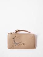 Loewe - X Bernard Leach Deer-print Leather Cardholder - Womens - Beige