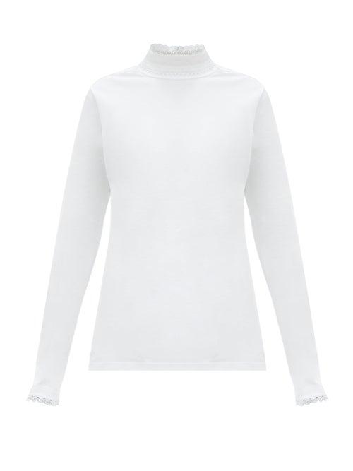 Matchesfashion.com Chlo - C-lace Long-sleeved Cotton T-shirt - Womens - White