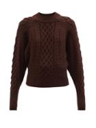Emilia Wickstead - Emory Cable-knit Wool Sweater - Womens - Dark Brown