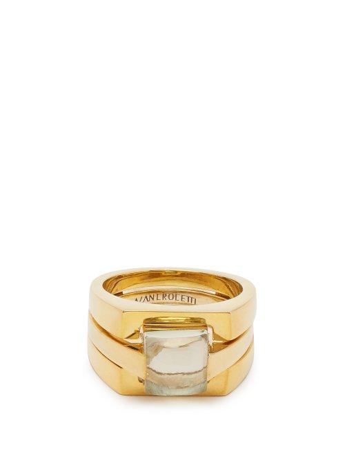 Matchesfashion.com Alan Crocetti - Puzzle Gold Plated Silver And Amethyst Ring - Mens - Gold