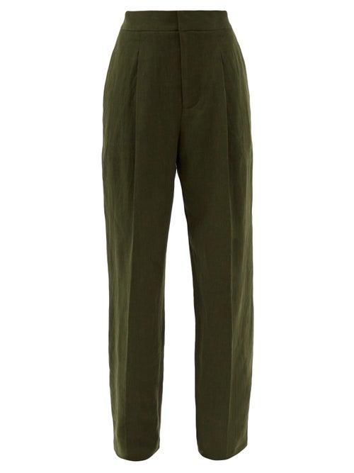 Matchesfashion.com Haider Ackermann - High-rise Linen Wide-leg Trousers - Womens - Khaki