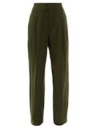 Matchesfashion.com Haider Ackermann - High-rise Linen Wide-leg Trousers - Womens - Khaki