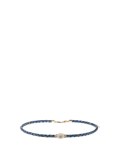 Jacquie Aiche Diamond, Moonstone, Leather & Yellow-gold Choker