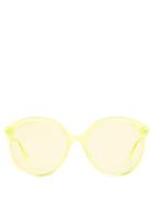 Matchesfashion.com Gucci - Round Frame Acetate Sunglasses - Womens - Yellow