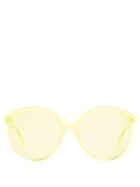 Matchesfashion.com Gucci - Round Frame Acetate Sunglasses - Womens - Yellow