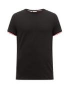 Matchesfashion.com Moncler - Striped-cuff Cotton-blend T-shirt - Mens - Black
