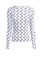 Matchesfashion.com Marine Serre - Crescent Moon Print Long Sleeved T Shirt - Womens - White Multi