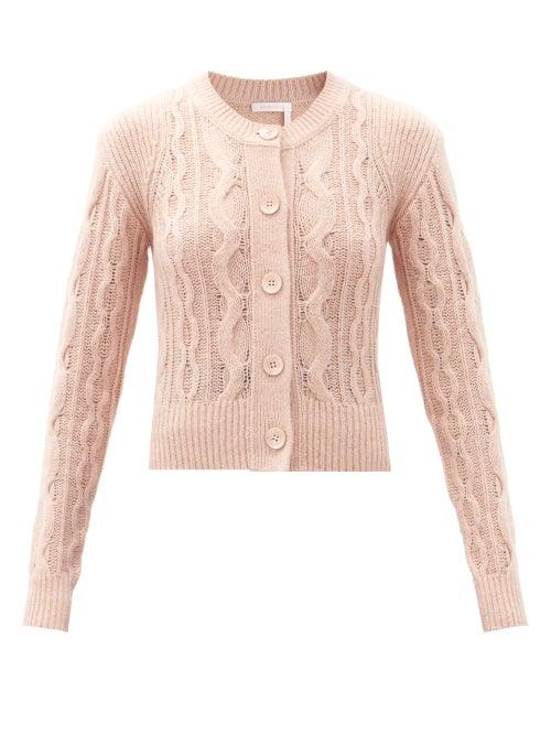 Matchesfashion.com See By Chlo - Round-neck Cable-knit Wool-blend Cardigan - Womens - Light Pink