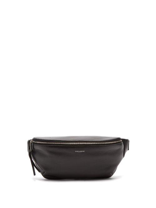 Matchesfashion.com Saint Laurent - Logo Printed Leather Belt Bag - Mens - Black