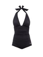 Dolce & Gabbana - Halterneck Ruched Swimsuit - Womens - Black
