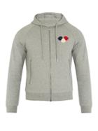 Matchesfashion.com Moncler - Hooded Zip Through Cotton Jersey Sweatshirt - Mens - Light Grey
