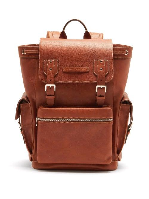Matchesfashion.com Brunello Cucinelli - Leather And Perforated-suede Backpack - Mens - Brown