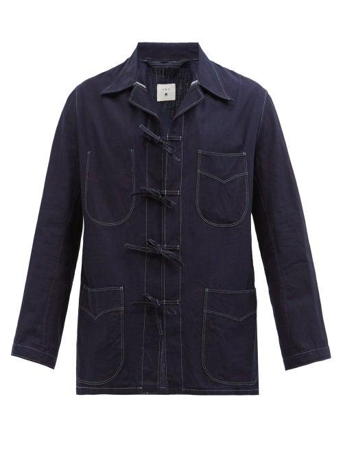 L.e.j - Tie-fastened Denim Jacket - Mens - Indigo