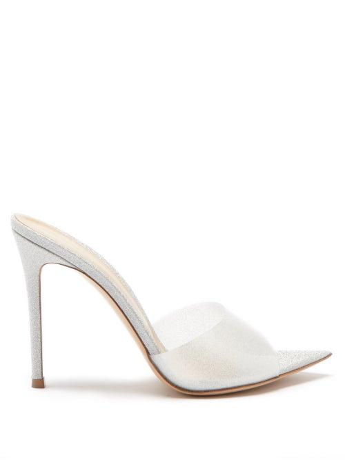 Gianvito Rossi - Elle Pvc And Glitter Stiletto Mules - Womens - Silver