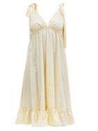 Matchesfashion.com Loup Charmant - Amalfi Checked Organic-cotton Midi Dress - Womens - Yellow Print