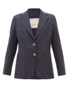 Matchesfashion.com Giuliva Heritage Collection - The Andrea Shadow Striped Wool Blazer - Womens - Navy Multi