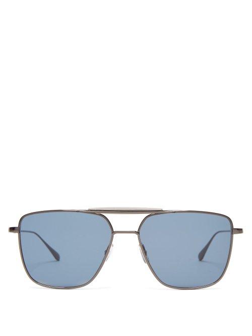 Matchesfashion.com Garrett Leight - Convoy 56 Aviator Sunglasses - Mens - Silver