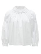 Matchesfashion.com Comme Des Garons Comme Des Garons - Ruched Cotton Blouse - Womens - White