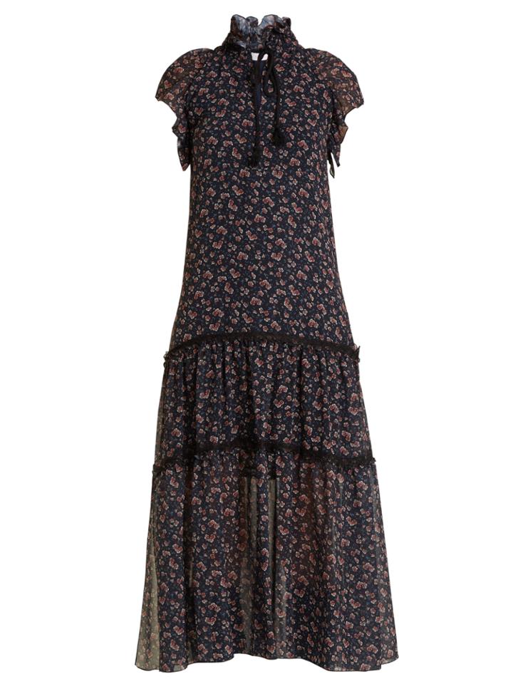 See By Chloé Floral-print Georgette Tiered Dress