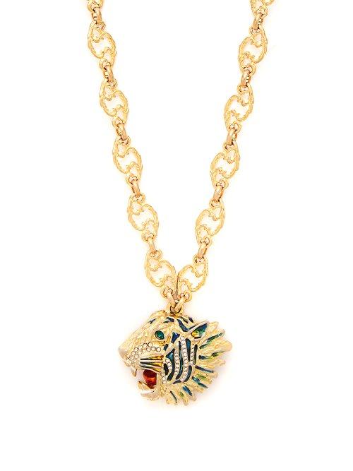 Matchesfashion.com Gucci - Roaring Tiger Pendant Necklace - Womens - Crystal
