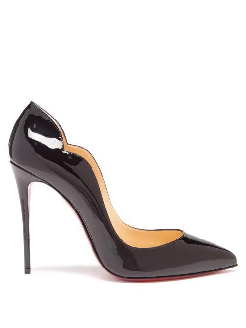 Christian Louboutin - Hot Chick 100 Scalloped Patent-leather Pumps - Womens - Black