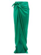 Matchesfashion.com Balenciaga - Stretch Satin Wrap Skirt - Womens - Green