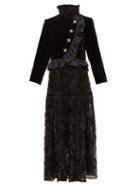 Matchesfashion.com William Vintage - Ysl Rive Gauche Velvet Jacket And Lace Gown - Womens - Black