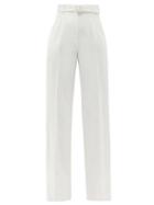 Ladies Rtw Gabriela Hearst - Norman High-rise Linen Wide-leg Trousers - Womens - Ivory