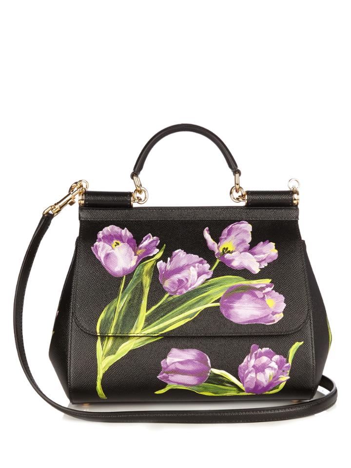 Dolce & Gabbana Sicily Medium Tulip-print Leather Tote