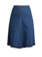 See By Chloé Frayed-hem Stretch-denim Midi Skirt