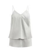 Matchesfashion.com Mm6 Maison Margiela - V-neck Layered Satin Cami Top - Womens - Light Grey