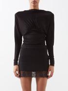 Saint Laurent - Padded-shoulder Draped Jersey Top - Womens - Black