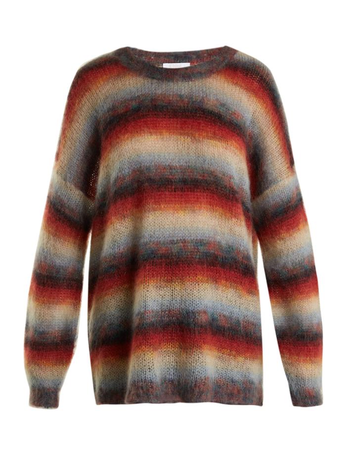 Chloé Oversized Striped Mohair-blend Knit Sweater