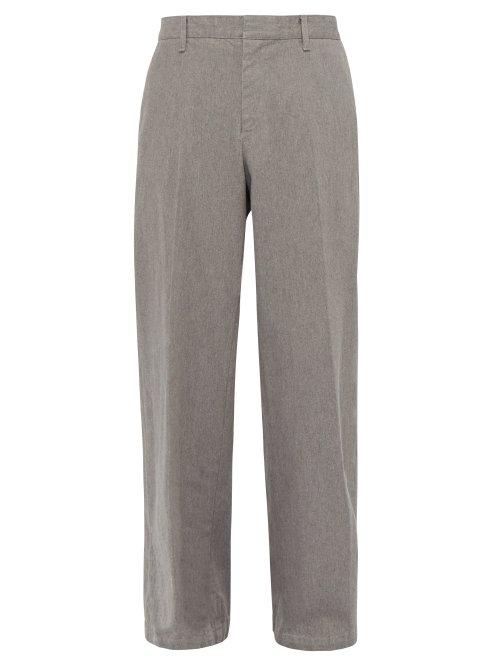Matchesfashion.com Undercover - Wide Leg Cotton Twill Trousers - Mens - Grey