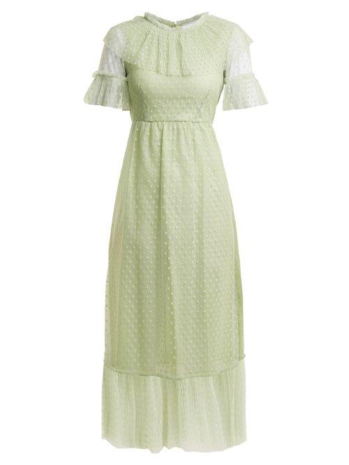 Matchesfashion.com Luisa Beccaria - Polka Dot Tulle Dress - Womens - Light Green