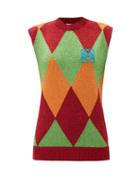 Loewe Paula's Ibiza - Harlequin-intarsia Lam Sweater Vest - Womens - Red Multi