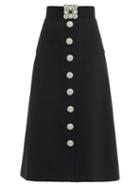 Matchesfashion.com Andrew Gn - Crystal-embellished A-line Midi Skirt - Womens - Black Silver
