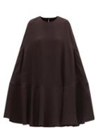 Matchesfashion.com Valentino - Silk-cady Cape Dress - Womens - Dark Brown