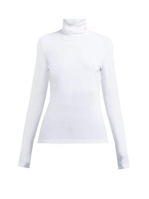 Matchesfashion.com Calvin Klein 205w39nyc - Logo Embroidered Cotton Blend Top - Womens - White