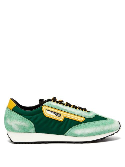 Matchesfashion.com Prada - Milano Suede And Nylon Low Top Trainers - Mens - Green