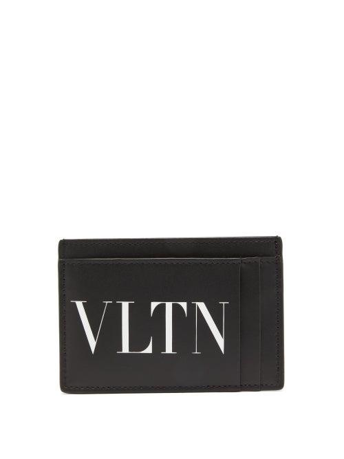 Mens Accessories Valentino Garavani - Vltn-print Leather Cardholder - Mens - Black White