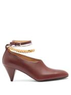 Matchesfashion.com Jil Sander - Anklet-chain Leather Cone-heel Pumps - Womens - Burgundy