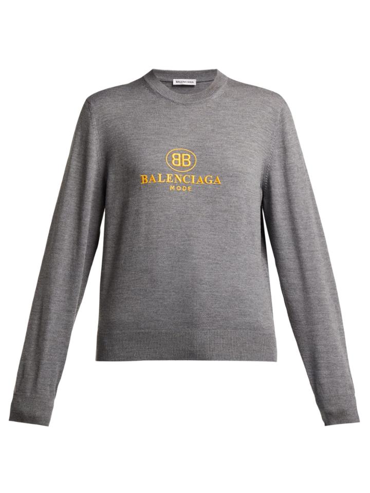 Balenciaga Logo-embroidered Virgin-wool Sweater